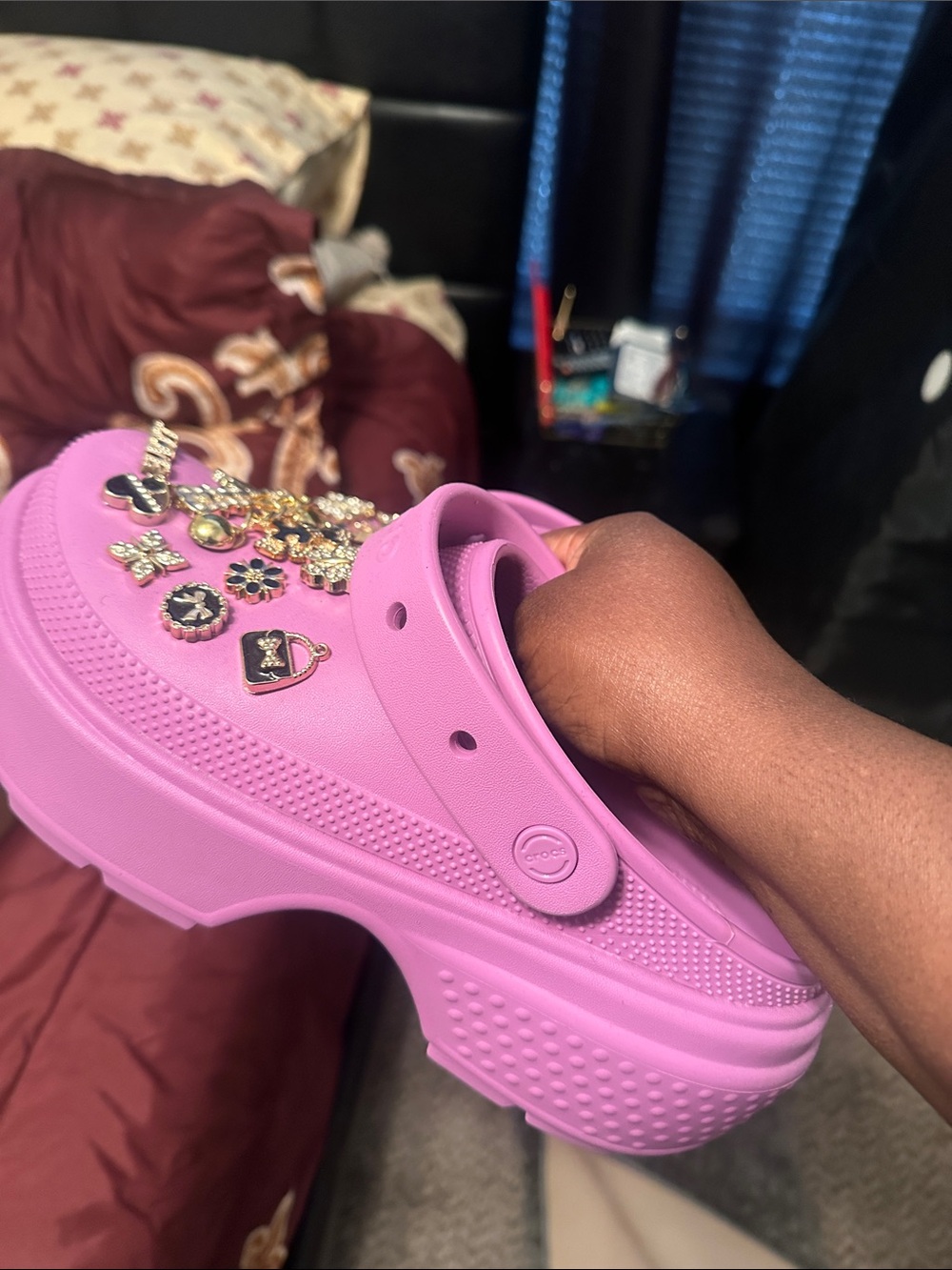 Pink Platform Clog Sandals with Charm Accents